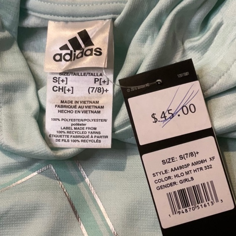 Adidas Kids Aqua Hoodie NWT - Picture 7 of 9